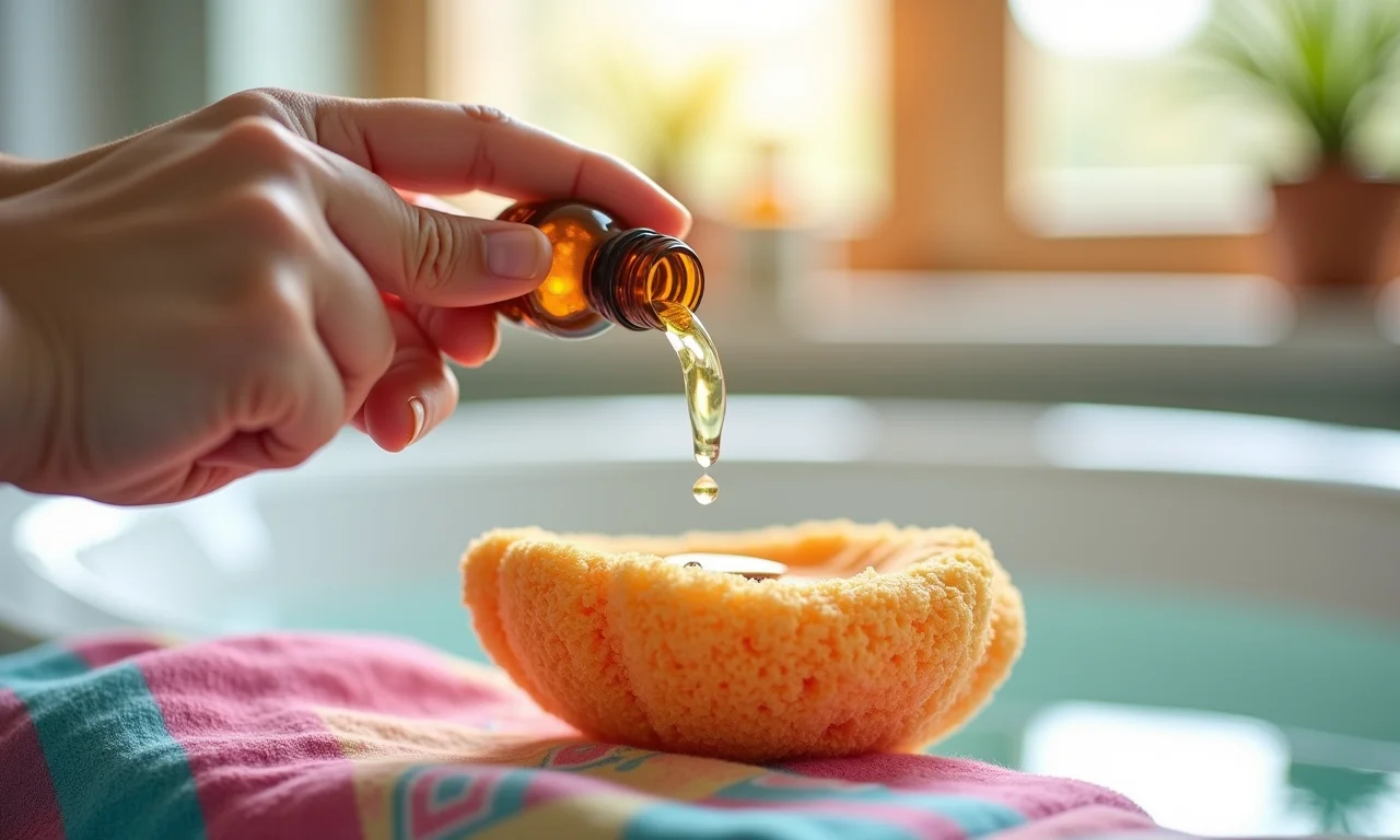 Personalizando esponja com cores e aromas.