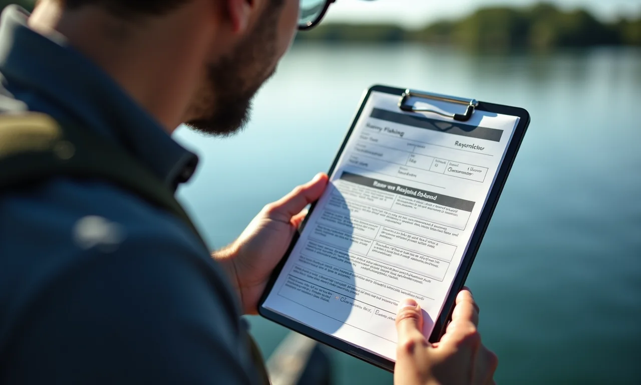 Pescador preenchendo formulário online para renovar carteira.