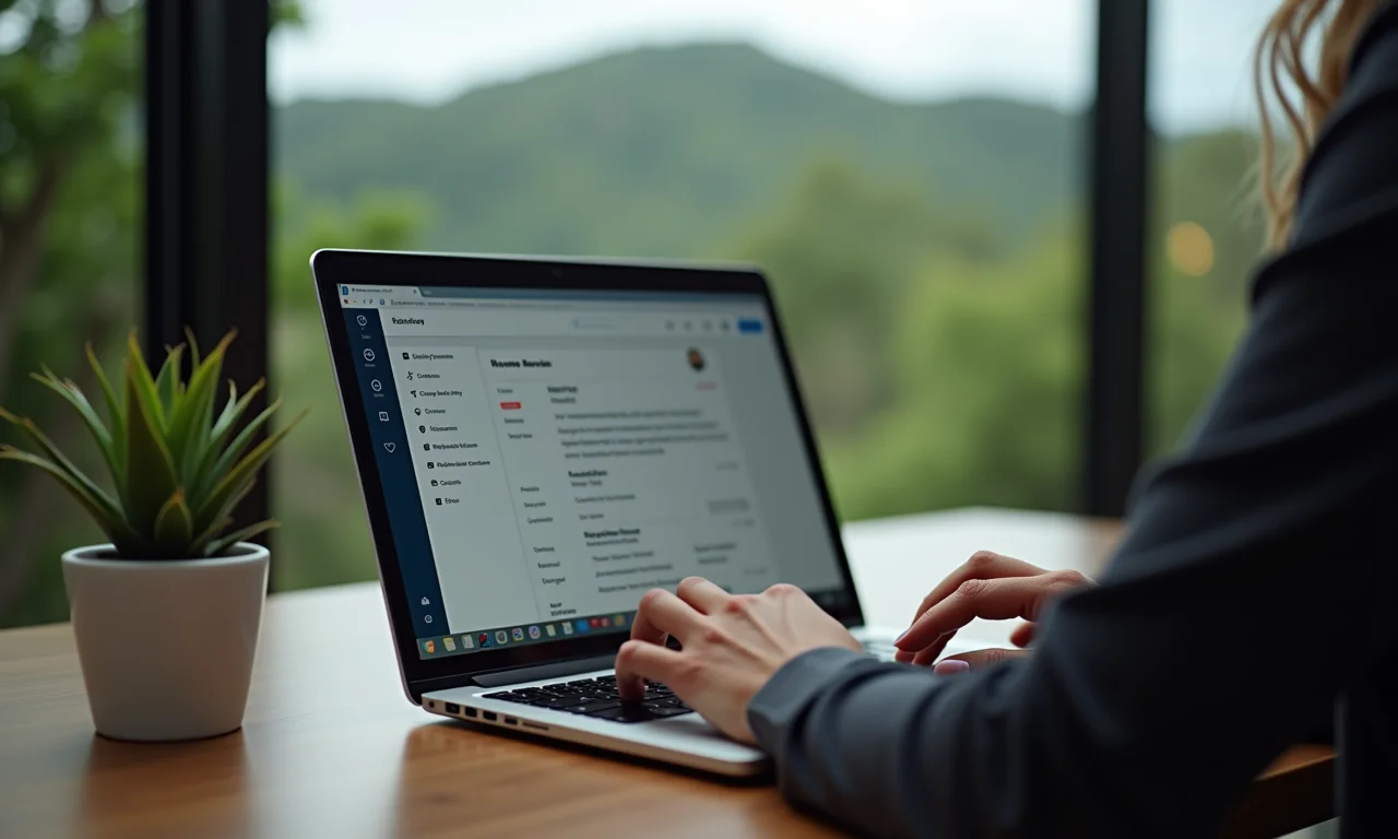 Pessoa atualizando o currículo em um laptop.