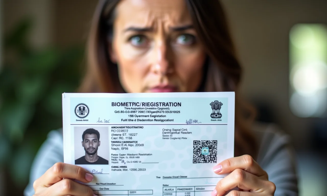 Pessoa confusa olhando documento sobre cadastramento biométrico obrigatório.