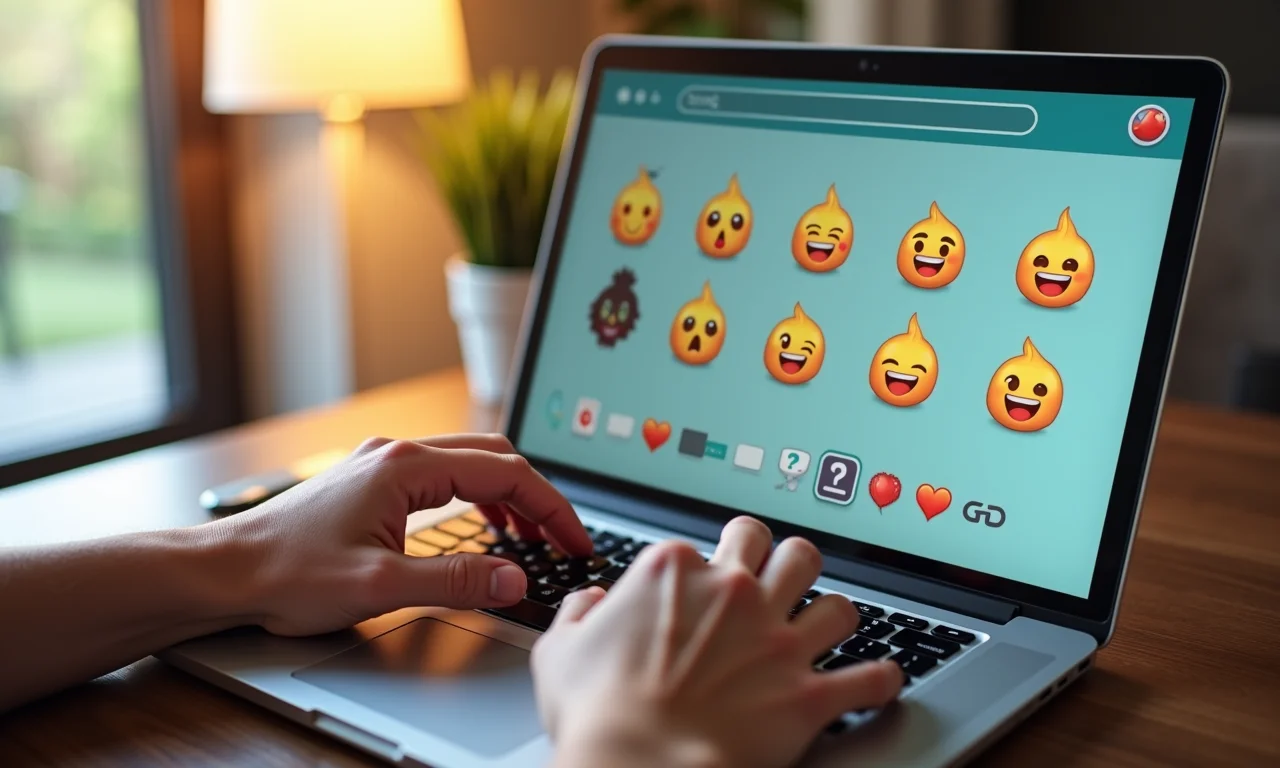 Pessoa criando kaomojis personalizados no teclado.