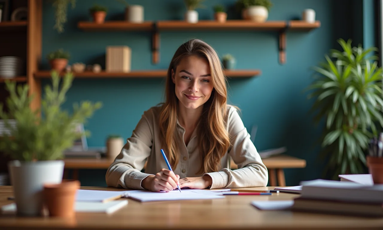 Pessoa criando uma apresentação personalizada e criativa.