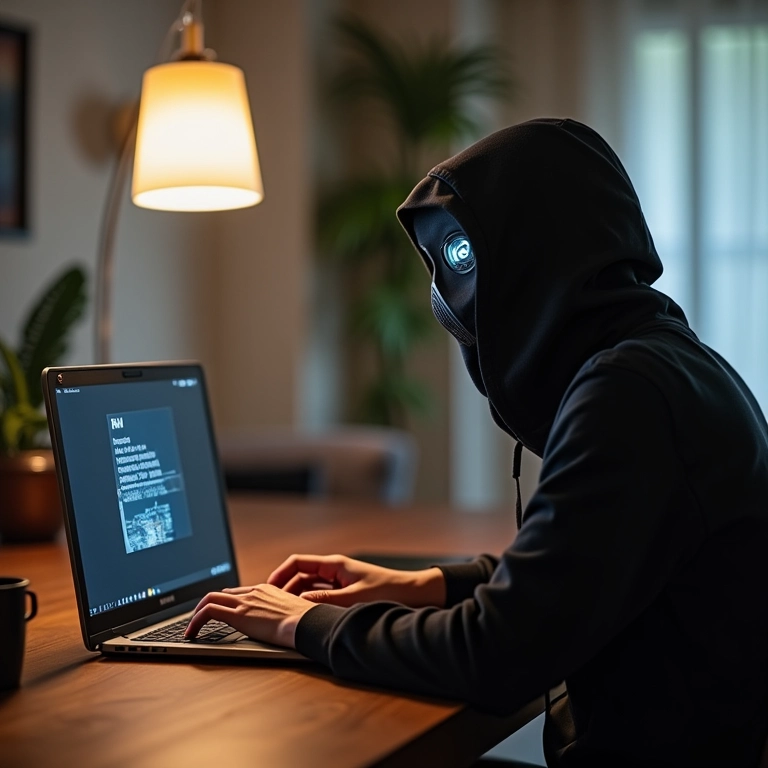 Pessoa faz denúncia anônima online em computador seguro.