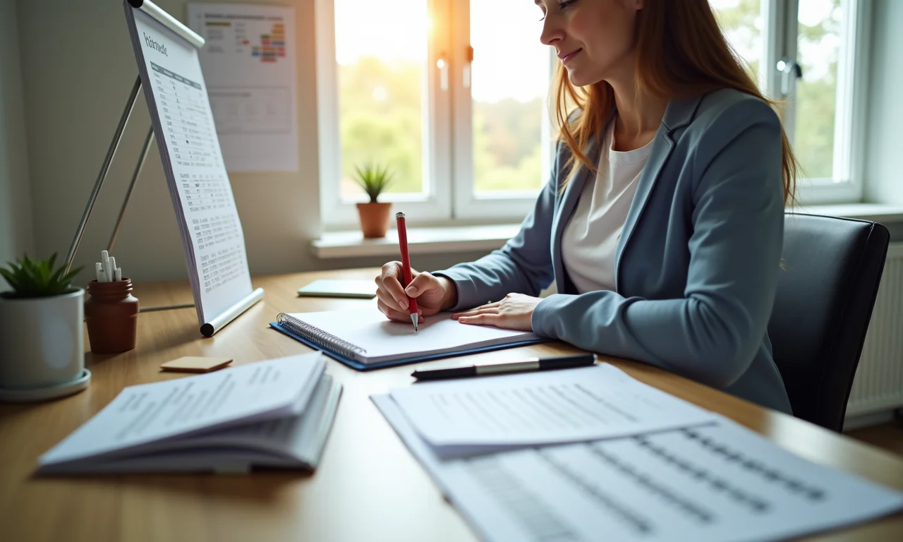 Pessoa planejando finanças e despesas, marcando uma data no calendário.