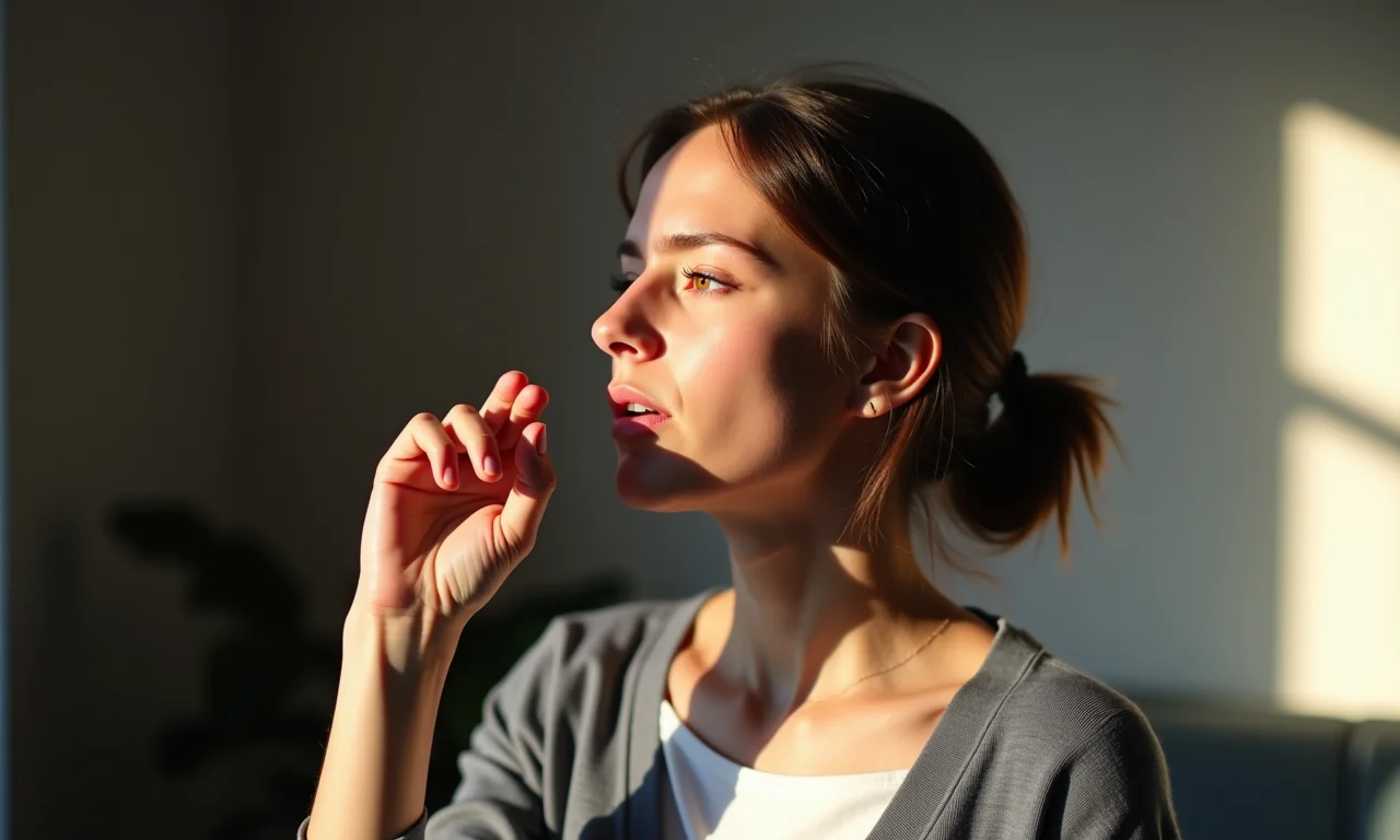 Pessoa respirando fundo antes de apresentar.