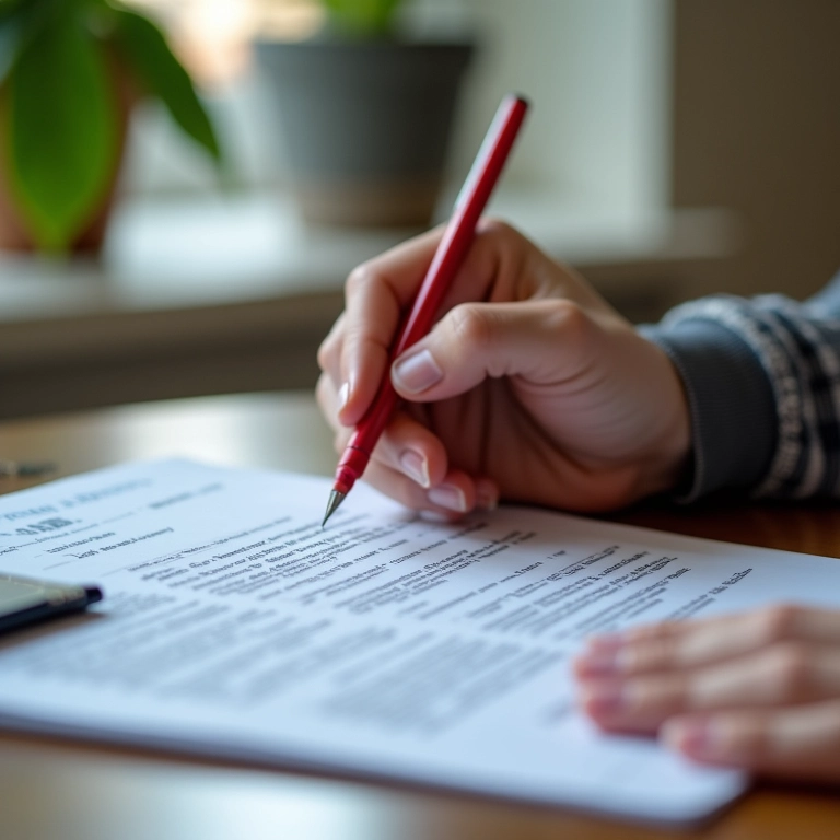 Pessoa revisando e editando um documento.