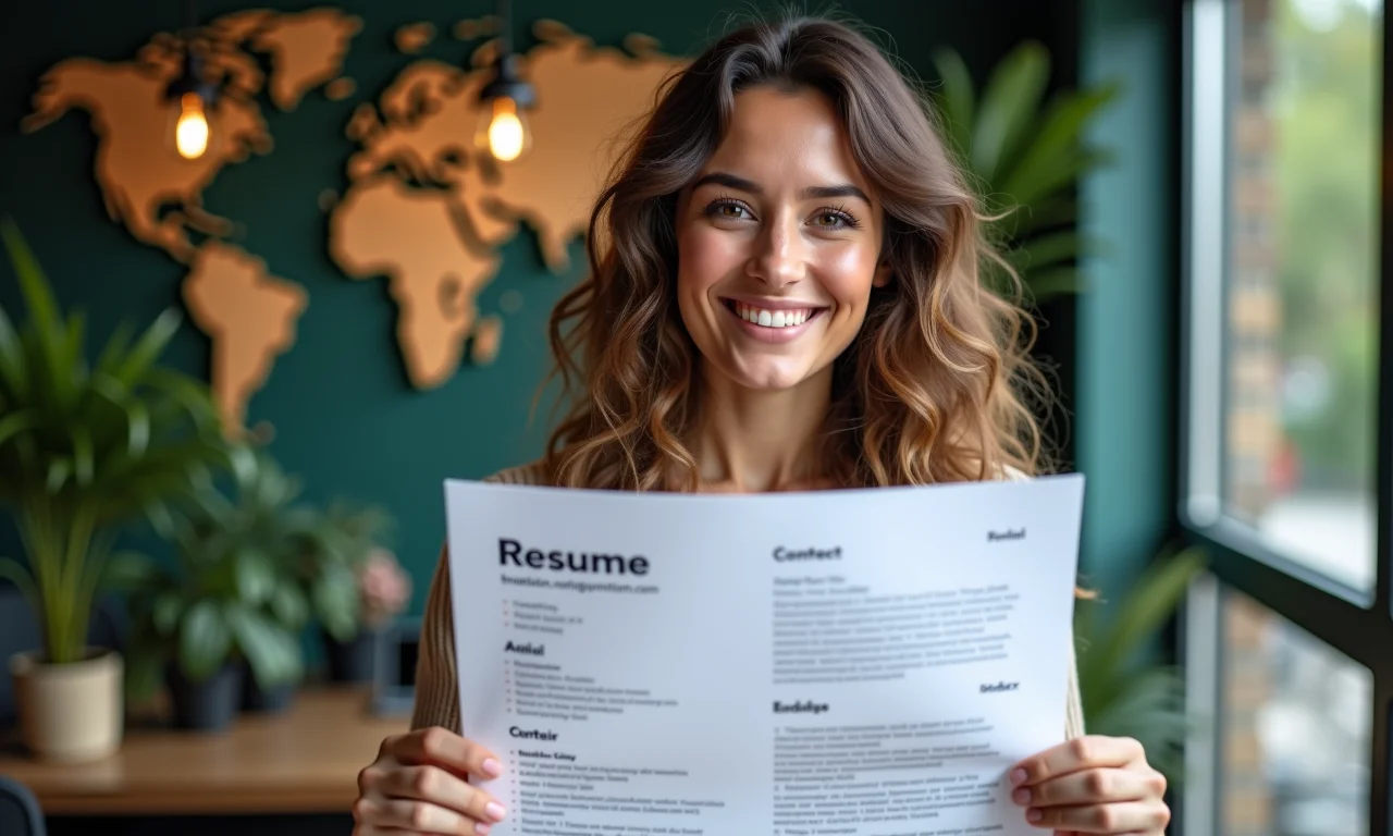Pessoa sorrindo preenchendo dados pessoais em um currículo.