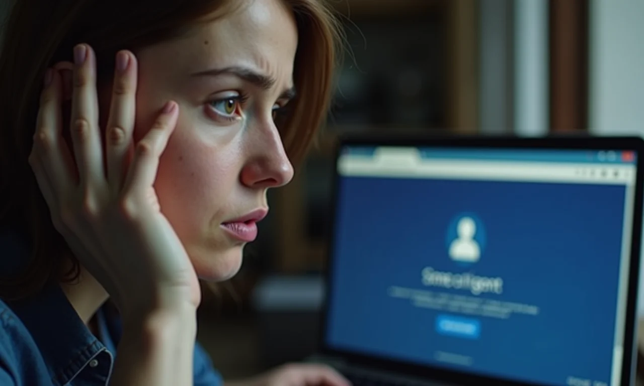 Pessoa tentando desesperadamente logar em conta do Facebook com erros na tela.