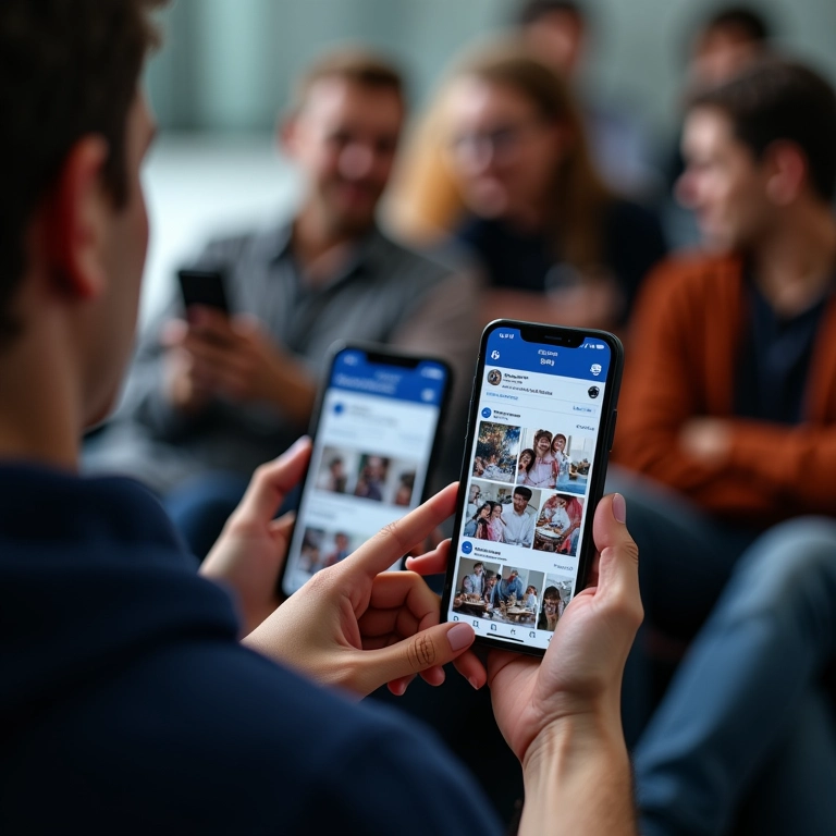 Pessoas interagindo em grupo do Facebook pelo celular.