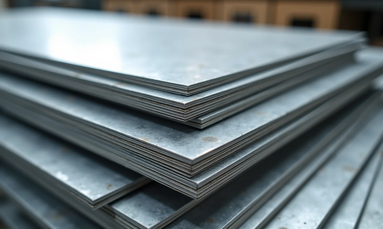 Pilhas de chapas galvanizadas de diferentes espessuras.