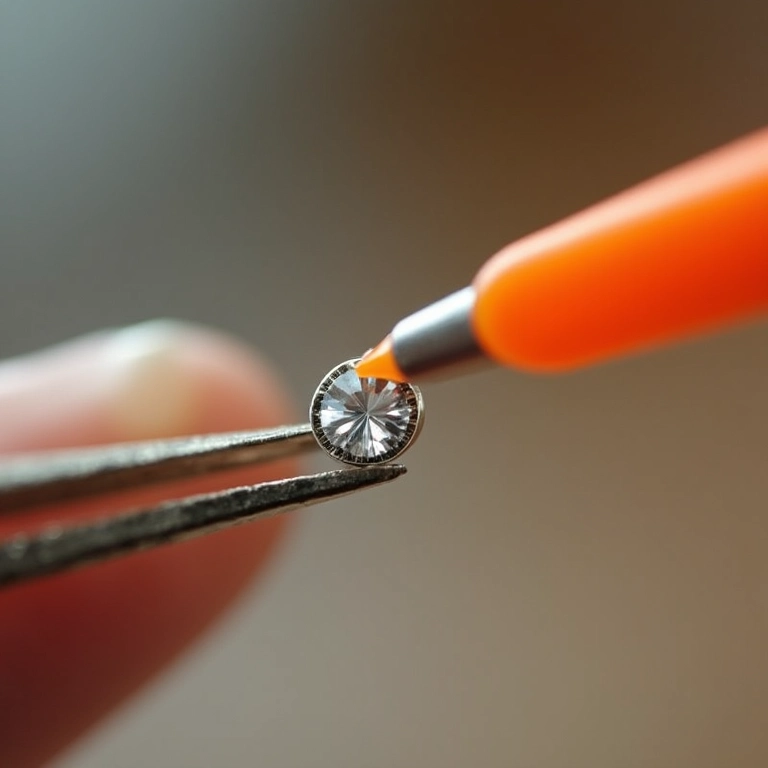 Pinça e palito de laranjeira para strass.