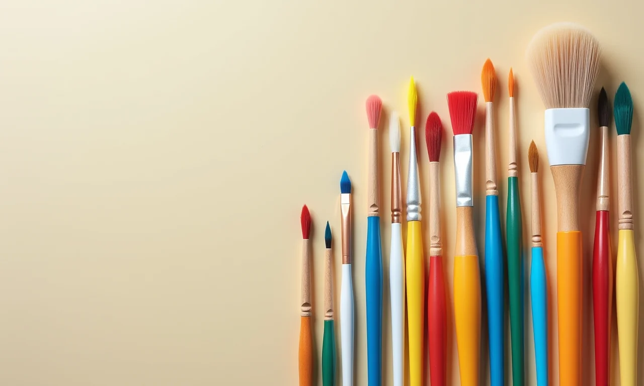 Pincéis de diferentes tamanhos ao lado de kit higiene bebê em MDF.