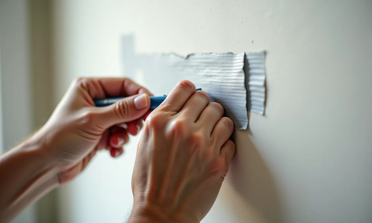 Pintando seção de parede com fita crepe, passo a passo.