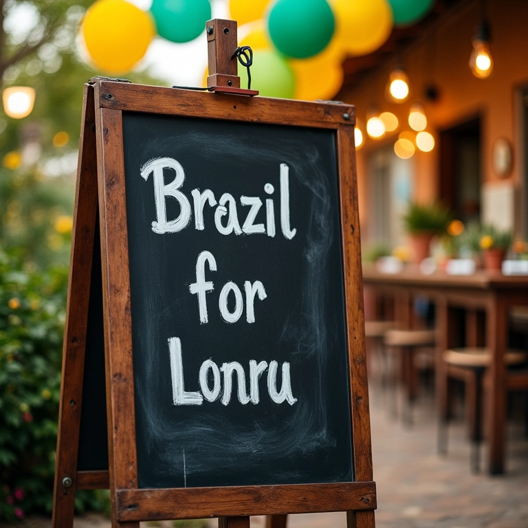 Placa chalkboard em festa brasileira.