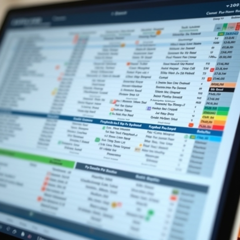 Planilha de finanças bem organizada em um laptop.