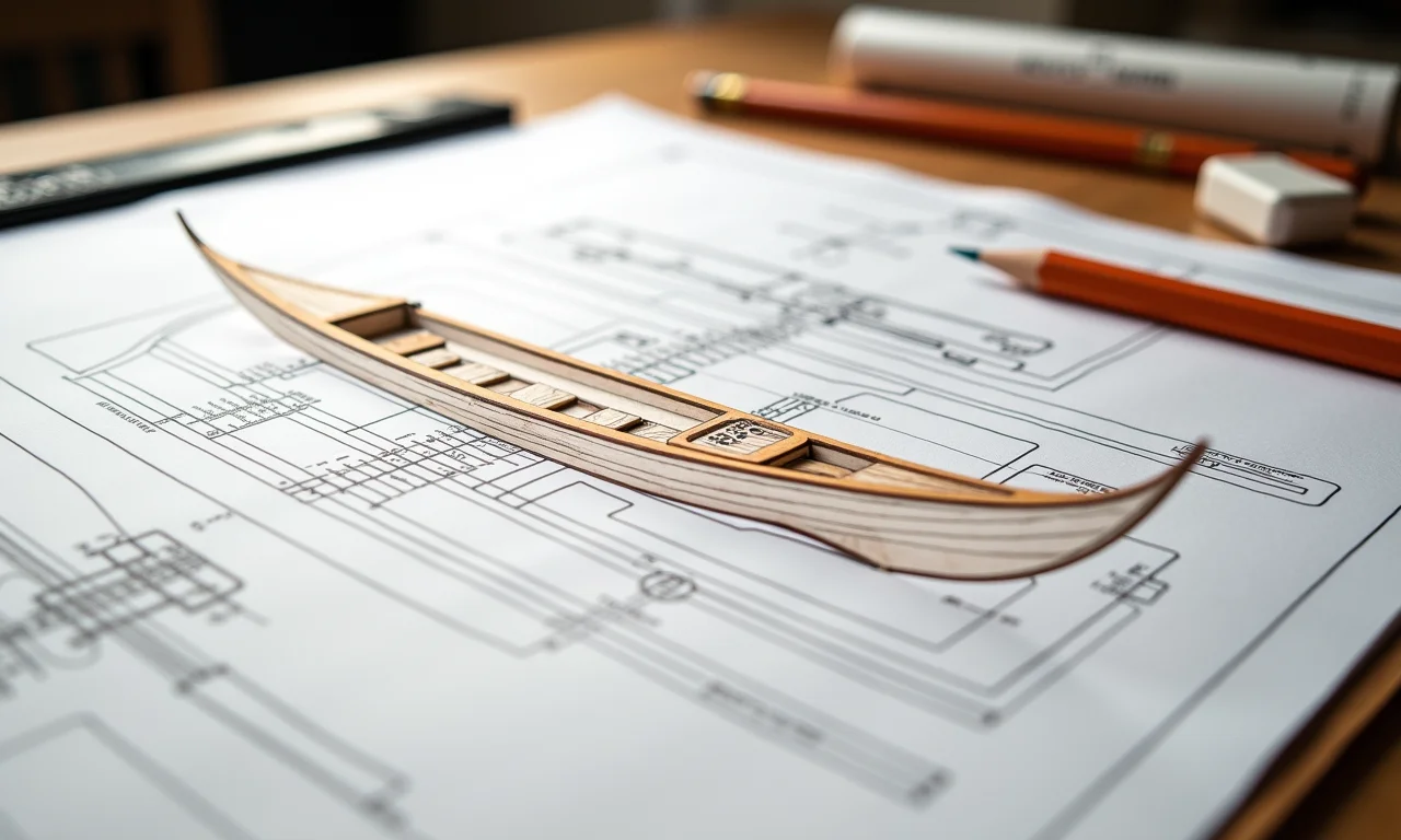 Plano de design para construção de gôndola de madeira.