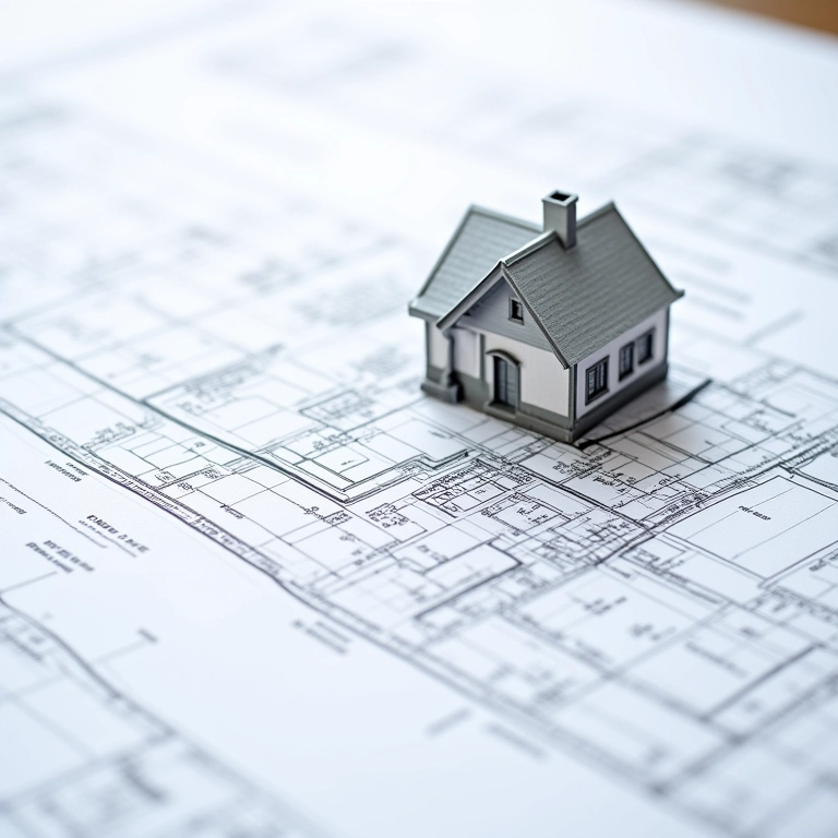 Planta arquitetônica com detalhes da cobertura.