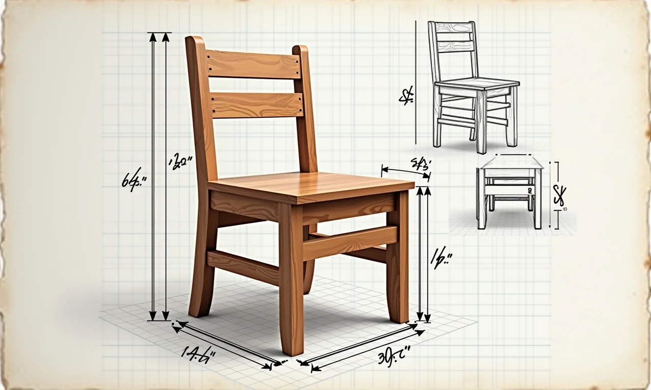 Planta com medidas para cadeira de madeira