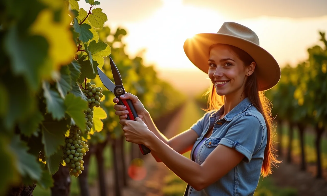 Poda e condução de videiras para melhor produção.