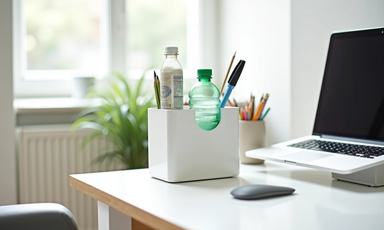 Porta-trecos funcionais feitos com garrafas PET recicladas.