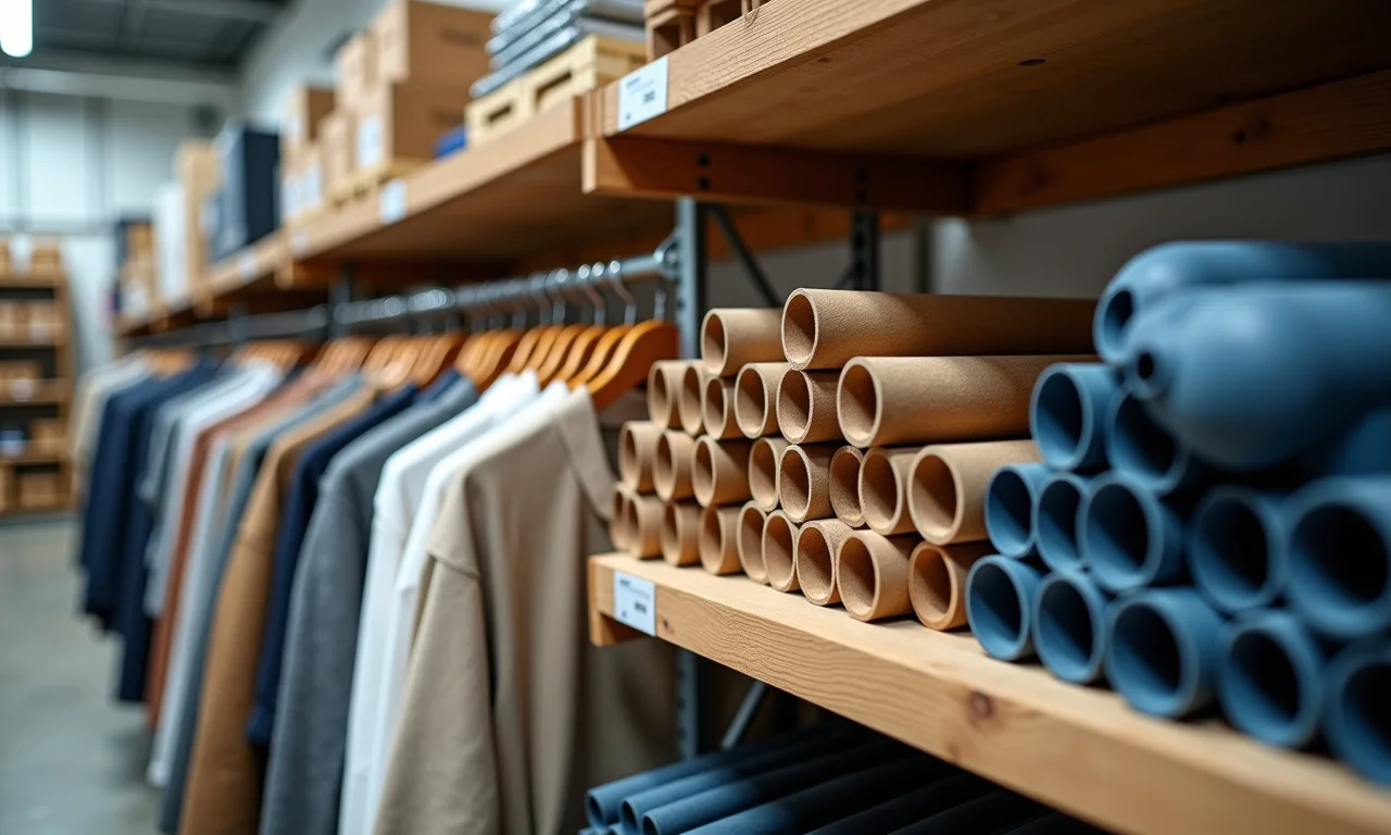 Prateleira de loja com materiais para arara: tubos, madeira, conectores.