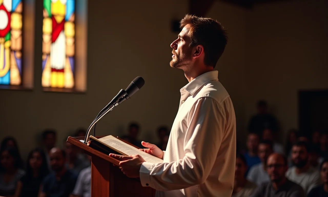 Pregador fazendo uma pausa e aberto à direção do Espírito Santo.