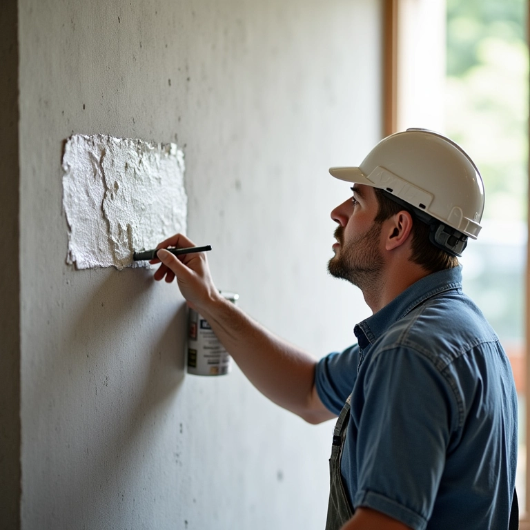 Preparação da superfície da parede com aplicação de primer antes da instalação das pedras.