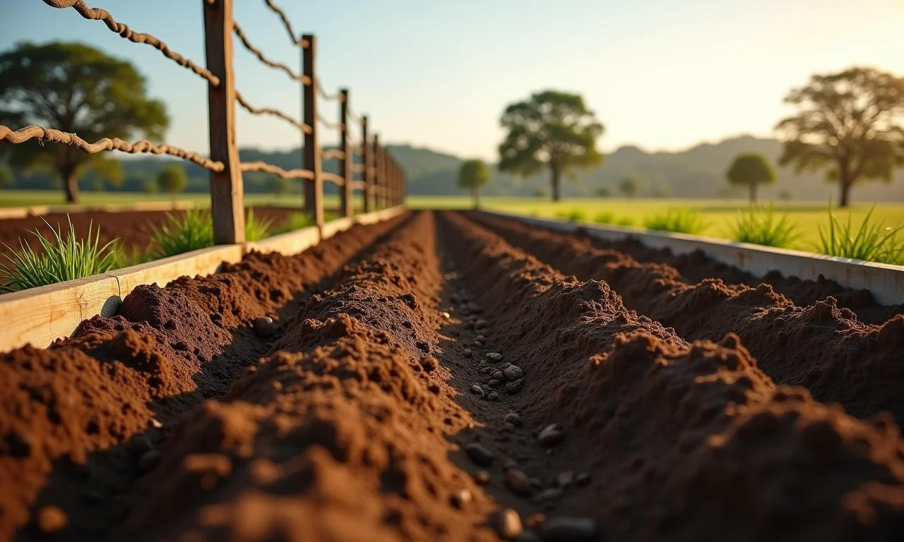 Preparação do terreno para construção de um curral de madeira.