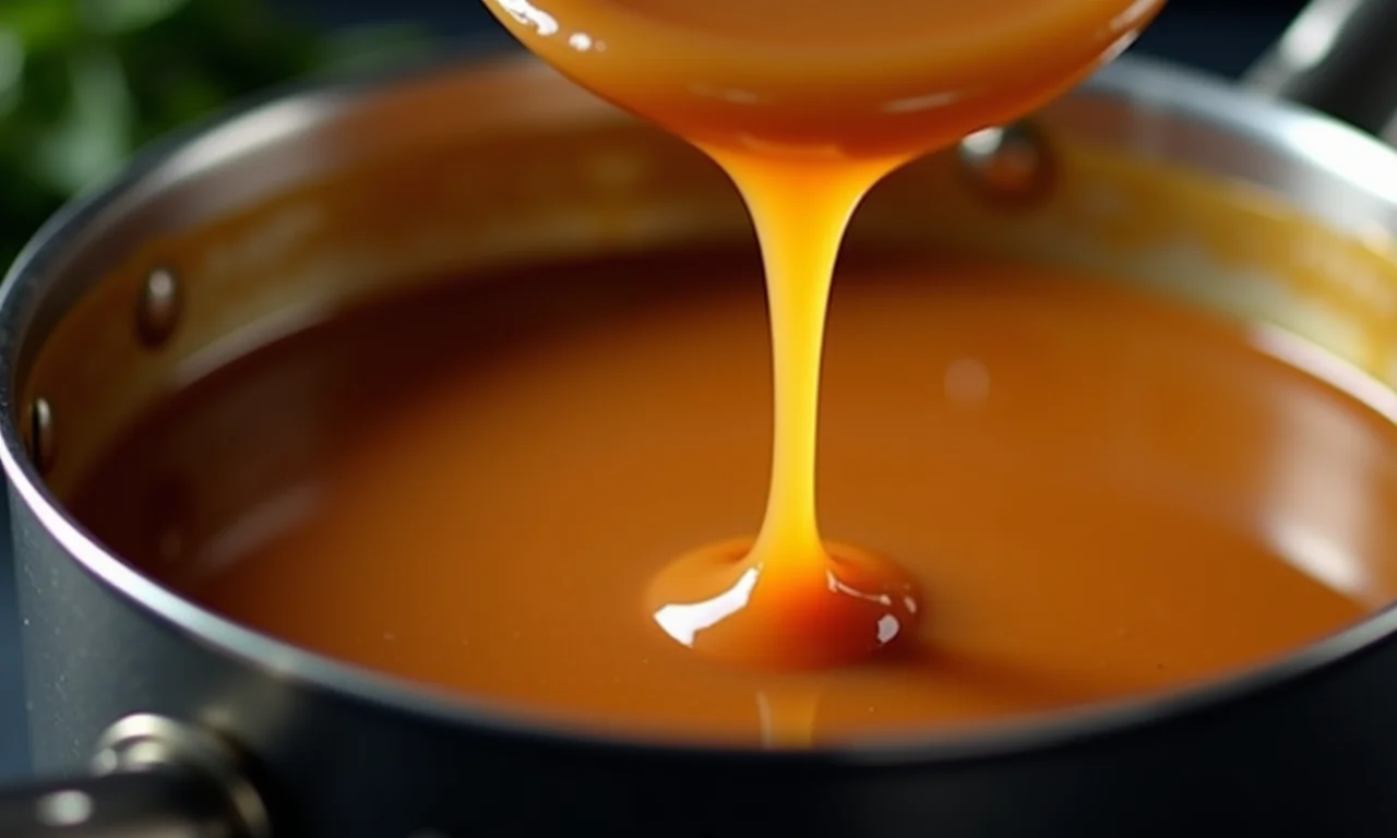 Preparando a calda cremosa do pudim de leite condensado em uma panela.