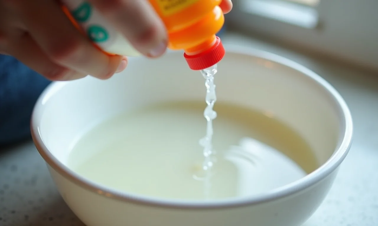 Preparando a mistura de cola e água para o projeto do globo terrestre.
