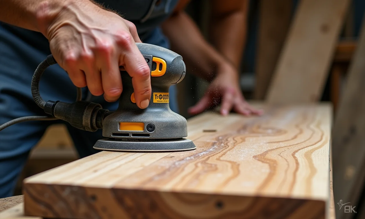 Preparando madeira reciclada para montagem do baú, lixando e limpando.