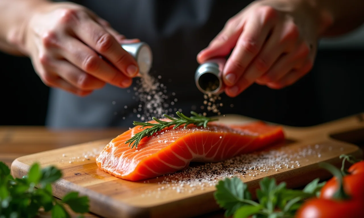 Preparando peixe para grelhar.