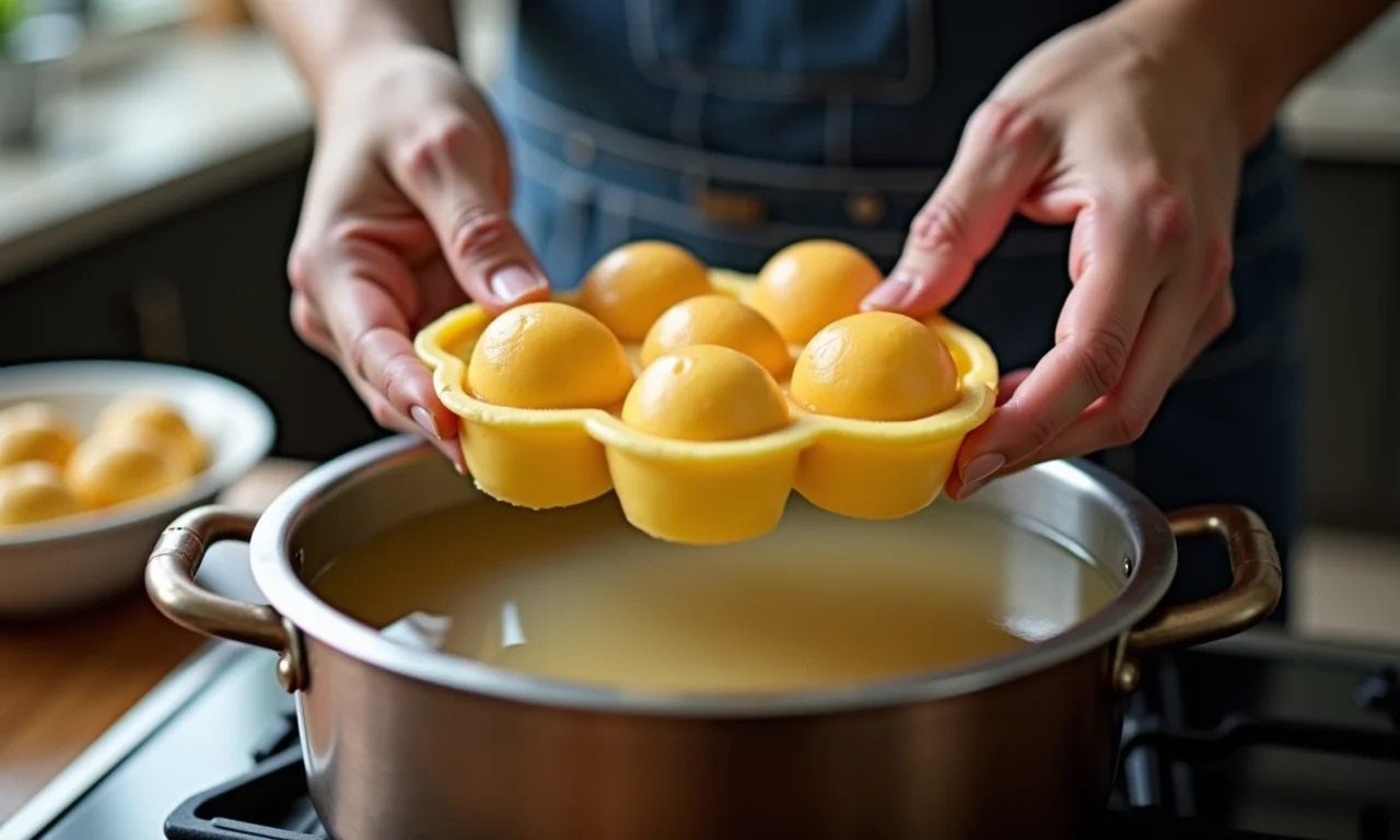 Preparando pudim em banho maria para cozimento uniforme.