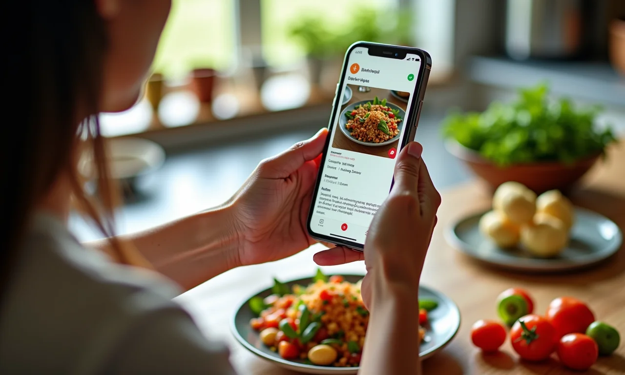 Preparo de refeição saudável com cardápio inteligente.