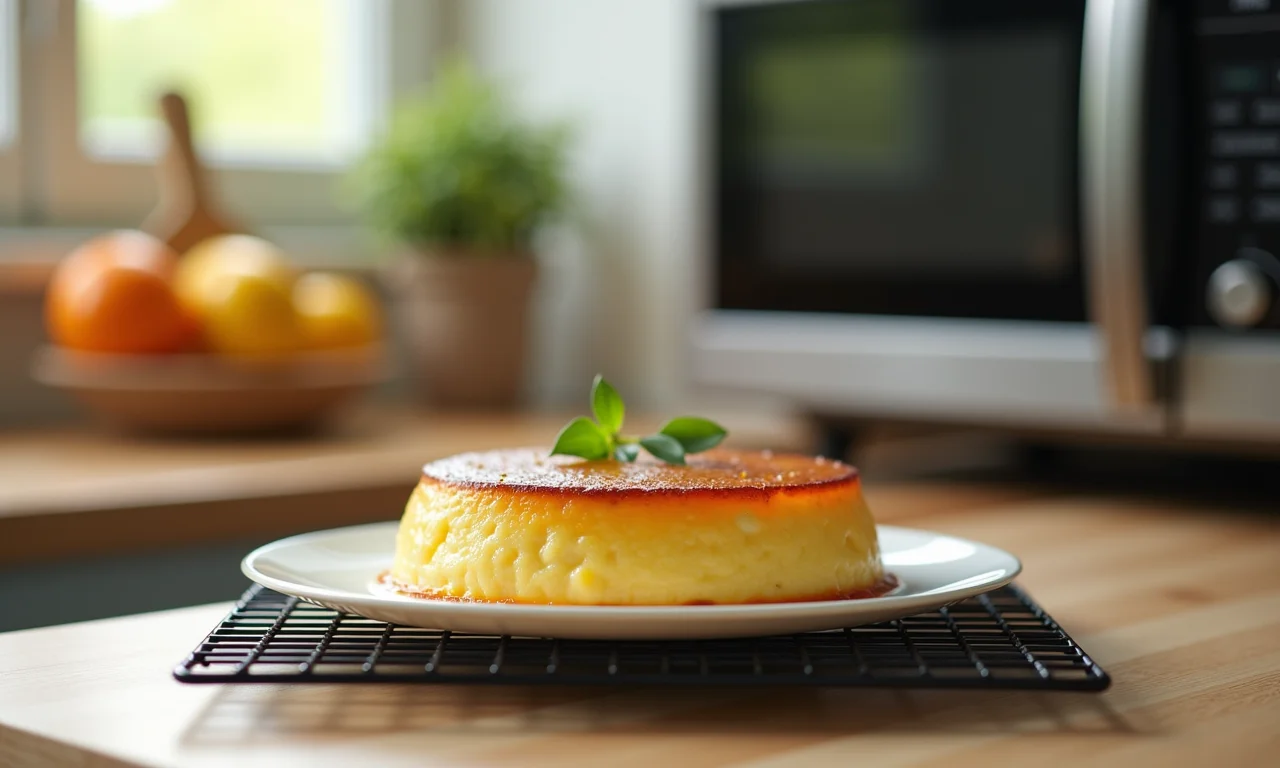 Pudim resfriando após microondas.