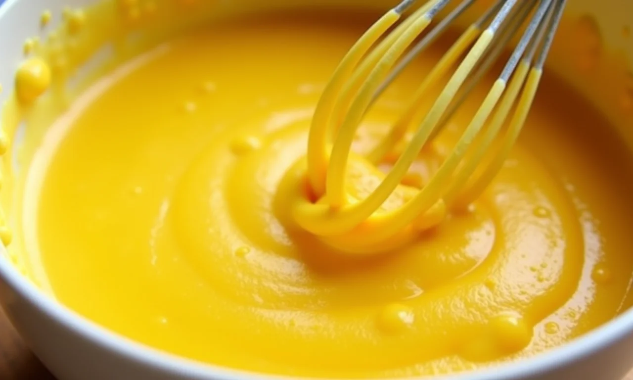 Purê de mandioca cremoso sendo preparado.