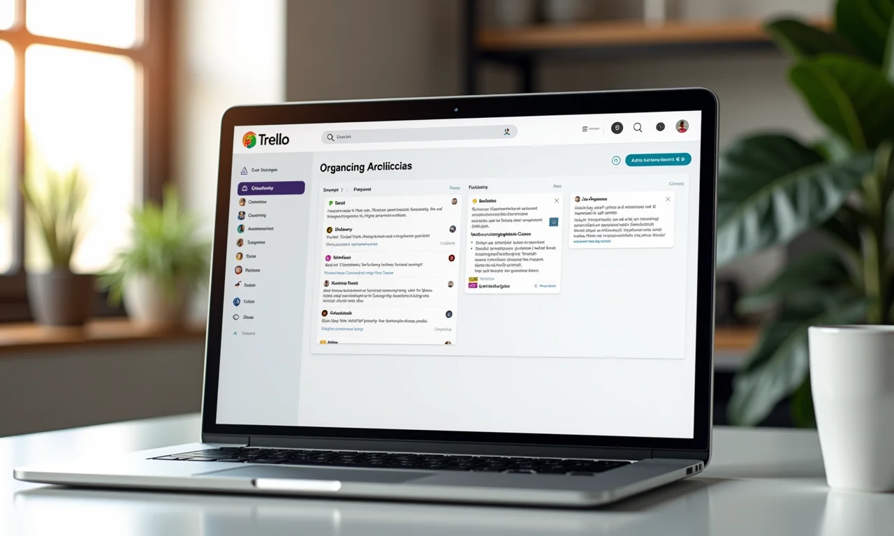Quadro Trello em uma tela de laptop.