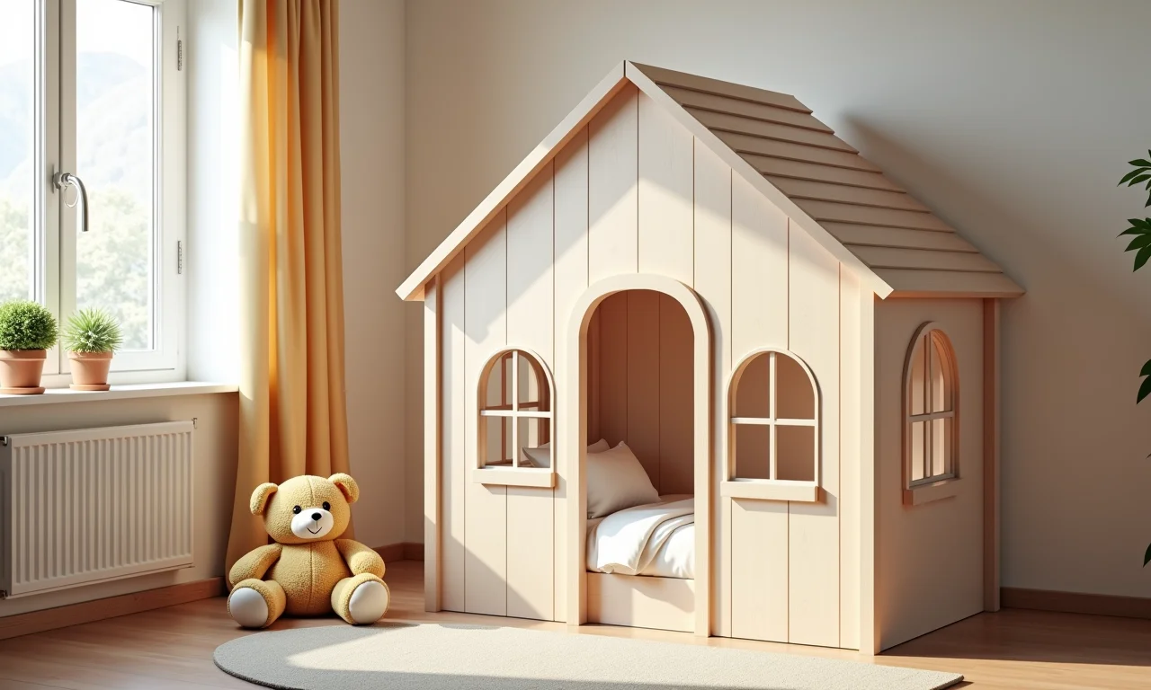 Quarto com cama de casinha ideal para a infância.