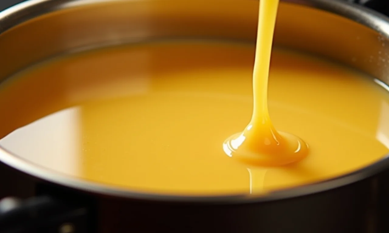 Queijo Estepe cremoso derretendo em um fondue.