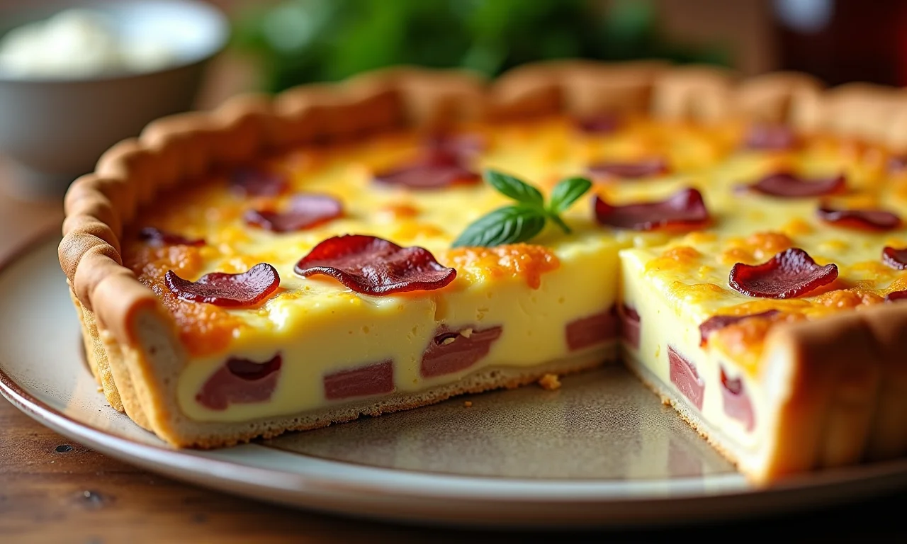Quiche de queijo e bacon.