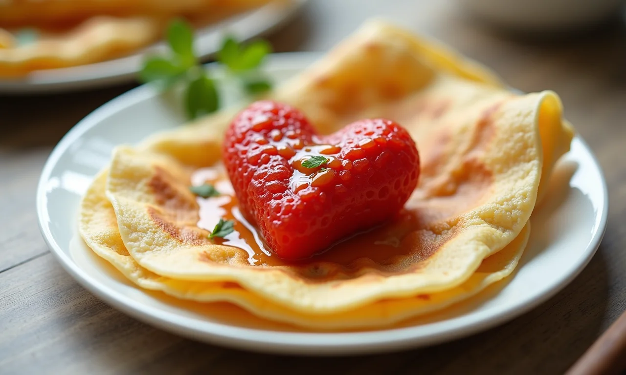 Recheio de palmito sendo colocado dentro da panqueca.