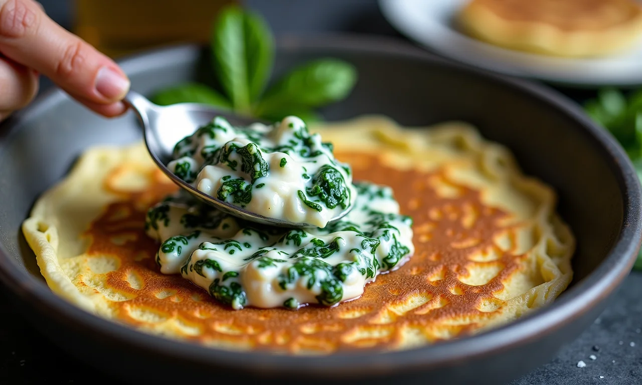Recheio de ricota com espinafre em uma tigela.