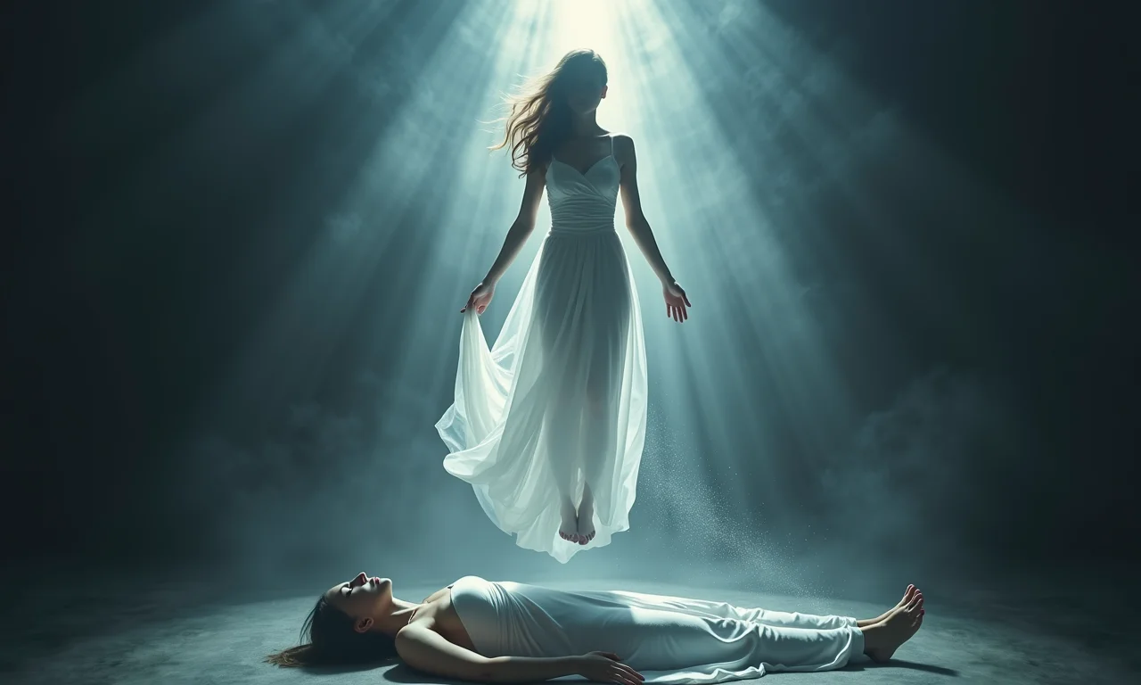 Representação da corda de prata conectando o corpo físico à forma astral durante a viagem astral.