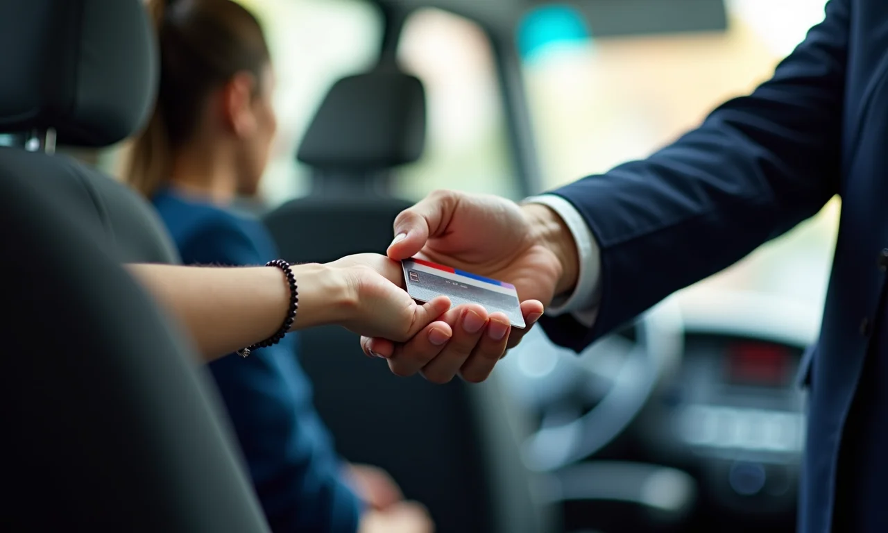 Retirada do cartão de ônibus no guichê.