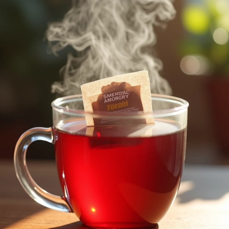 Sachê de chá de cranberry Dr. Oetker em xícara com água quente.