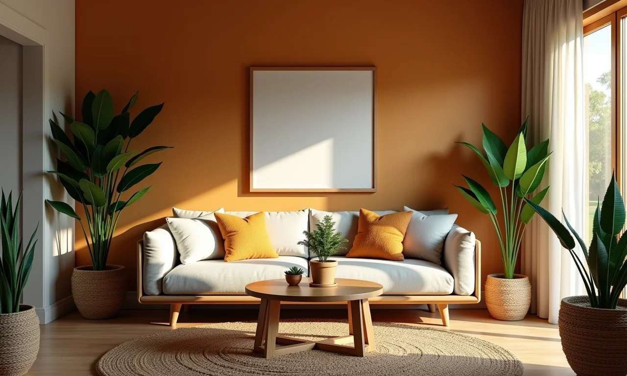 Sala de estar aconchegante com decoração charmosa em estilo brasileiro.