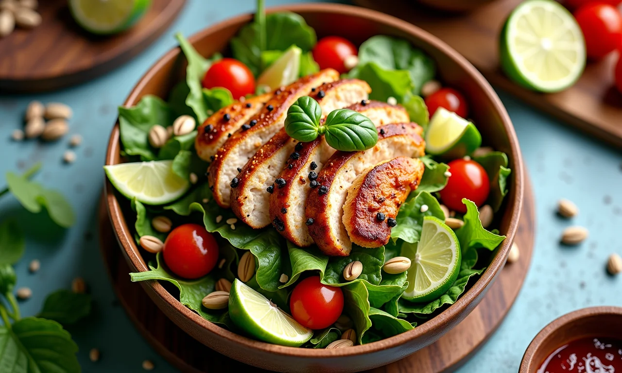 Salada colorida e apetitosa com diversos ingredientes frescos em uma tigela.