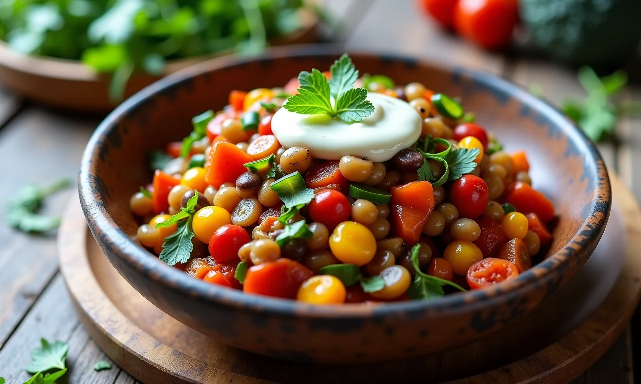 Salpicão de legumes vegano, uma opção saudável e deliciosa.