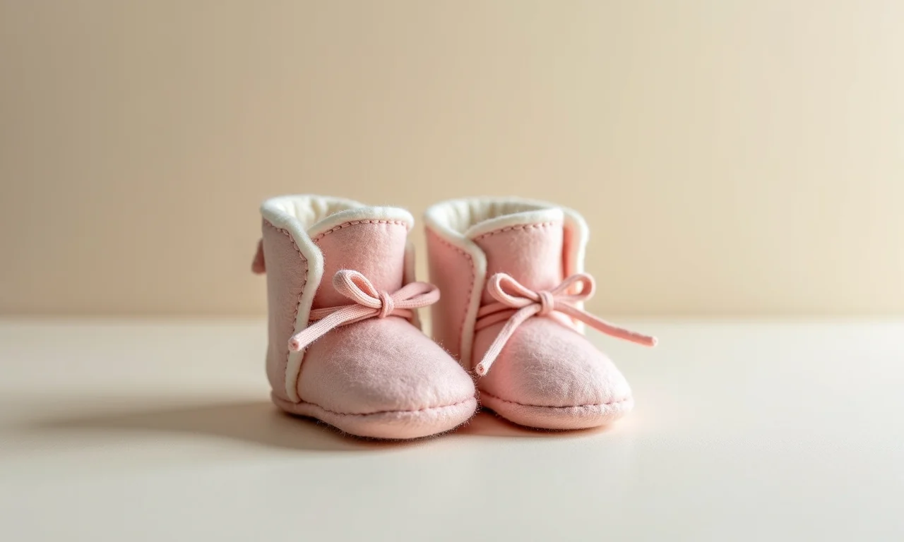 Sapatinhos de feltro delicados para bebê.