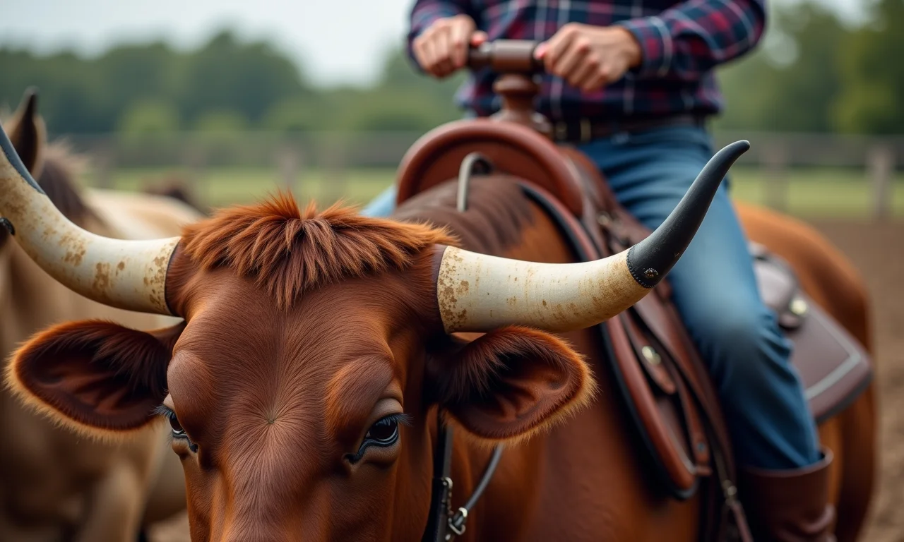 Sela e apoio de couro de alta qualidade em um touro mecânico.